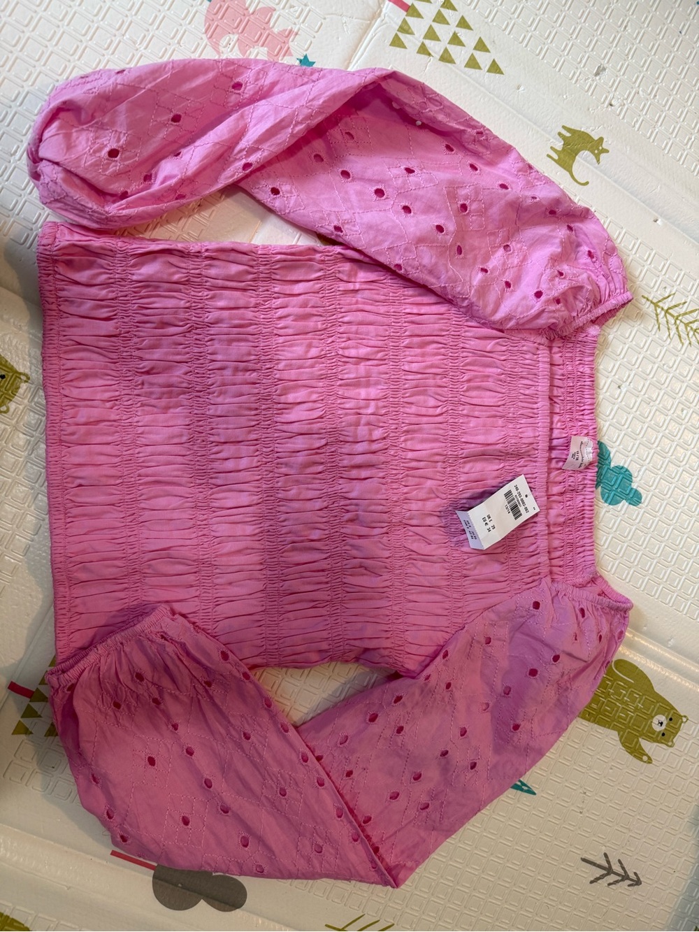 abercrombie kids Pink Smocked Eyelet Top